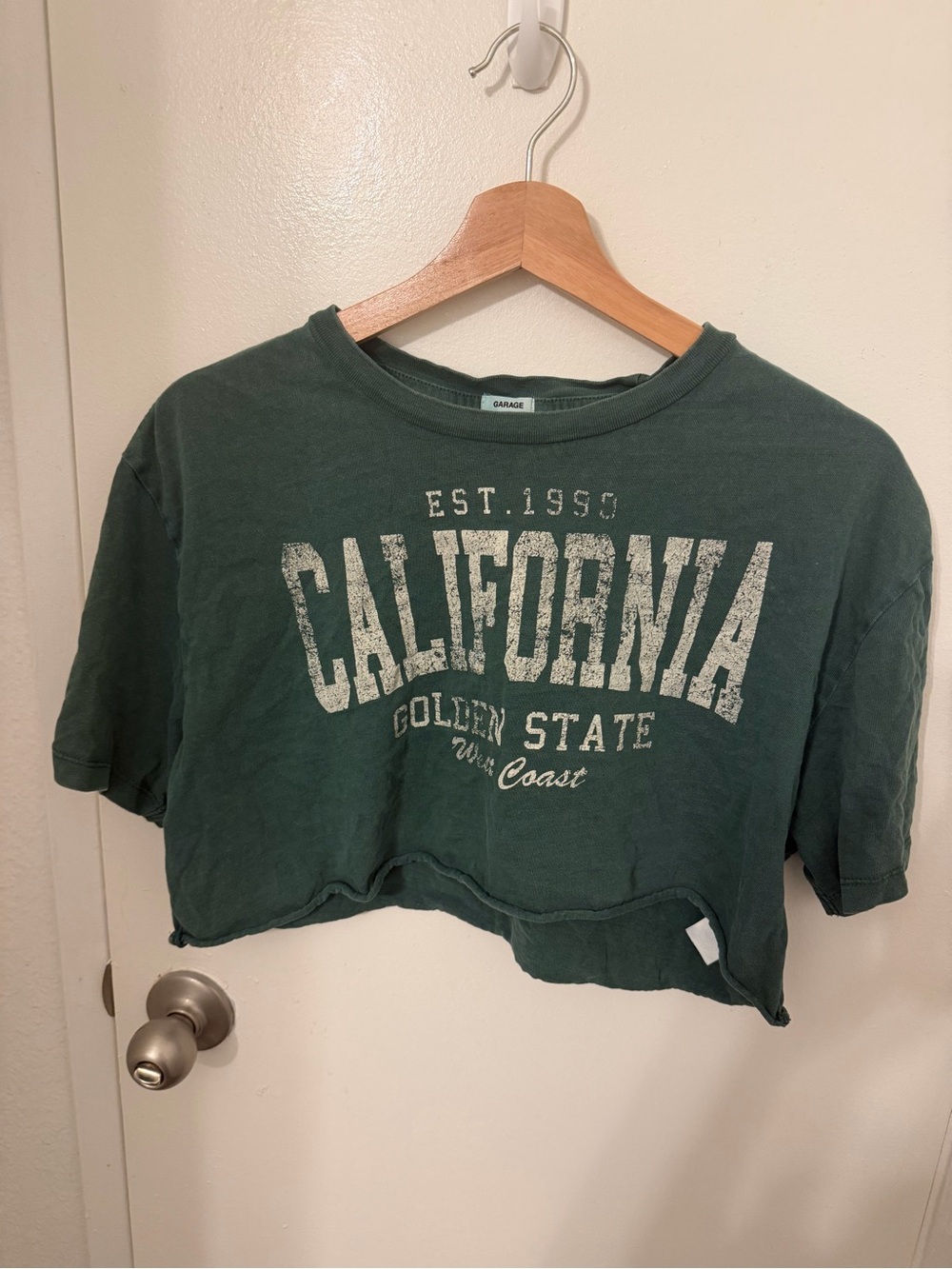 Garage Dark Green 'California' Cropped Tee
